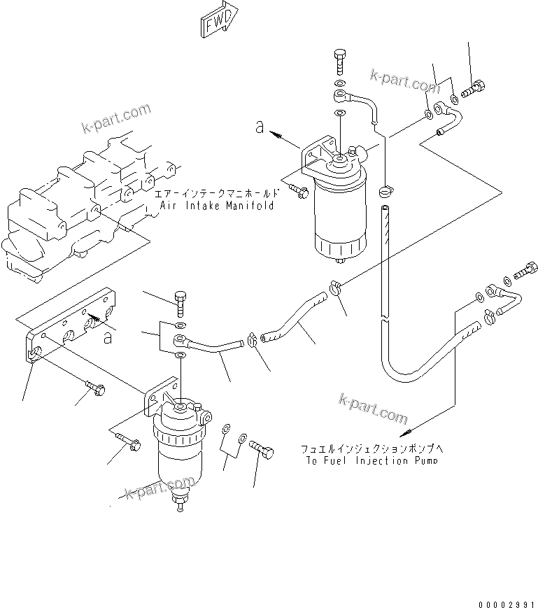 Komatsu parts book diagram for SA6D108-1A-7 S/N 10001-UP: WATER SEPARATER (WITH PRE-FUEL FILTER)(#13907-)