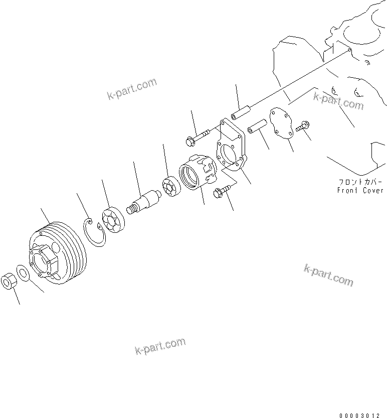 Komatsu parts book diagram for SA6D108-1A-7 S/N 10001-UP: FAN DRIVE