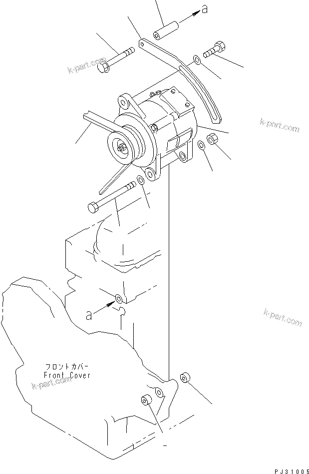 Komatsu parts book diagram for SA6D108-1A-7 S/N 10001-UP: ALTERNATOR MOUNTING (50A)