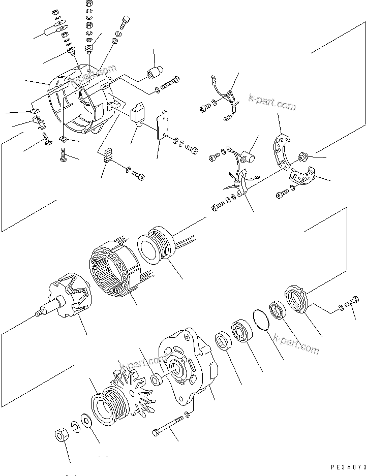Komatsu parts book diagram for SA6D108-1A-7 S/N 10001-UP: ALTERNATOR (50A) (INNER PARTS)