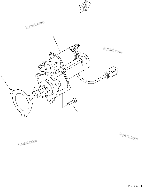 Komatsu parts book diagram for SA6D108-1A-7 S/N 10001-UP: STARTING MOTOR MOUNTING (7.5KW) (X CONNECTOR SPEC.)(#25752-)