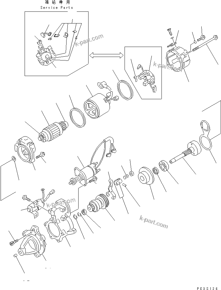 Komatsu parts book diagram for SA6D108-1A-7 S/N 10001-UP: STARTING MOTOR (11KW) (INNER PARTS)(#10058-)