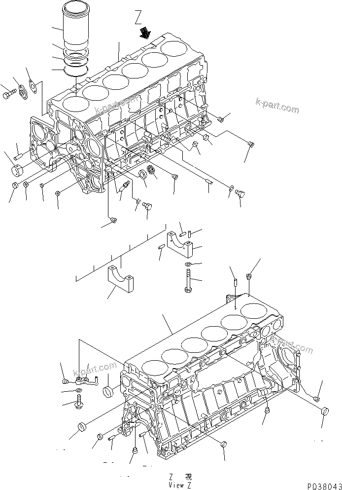 Komatsu parts book diagram for SA6D140-1FF-G S/N 10001-UP: CYLINDER BLOCK(#17983-)
