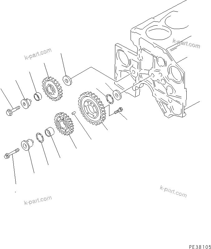 Komatsu parts book diagram for SA6D140-1FF-G S/N 10001-UP: IDLER GEAR(#17626-)
