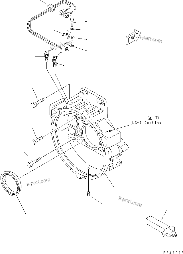 Komatsu parts book diagram for SA6D140-1FF-G S/N 10001-UP: FLYWHEEL HOUSING (FOR ELECTRICAL GOVERNOR)(#17983-)