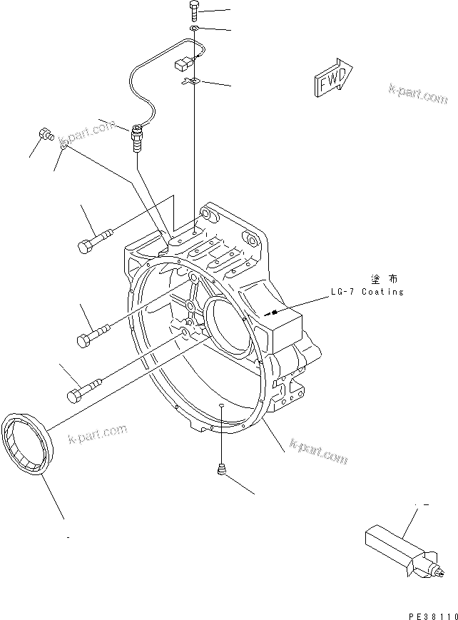 Komatsu parts book diagram for SA6D140-1FF-G S/N 10001-UP: FLYWHEEL HOUSING(#17983-)