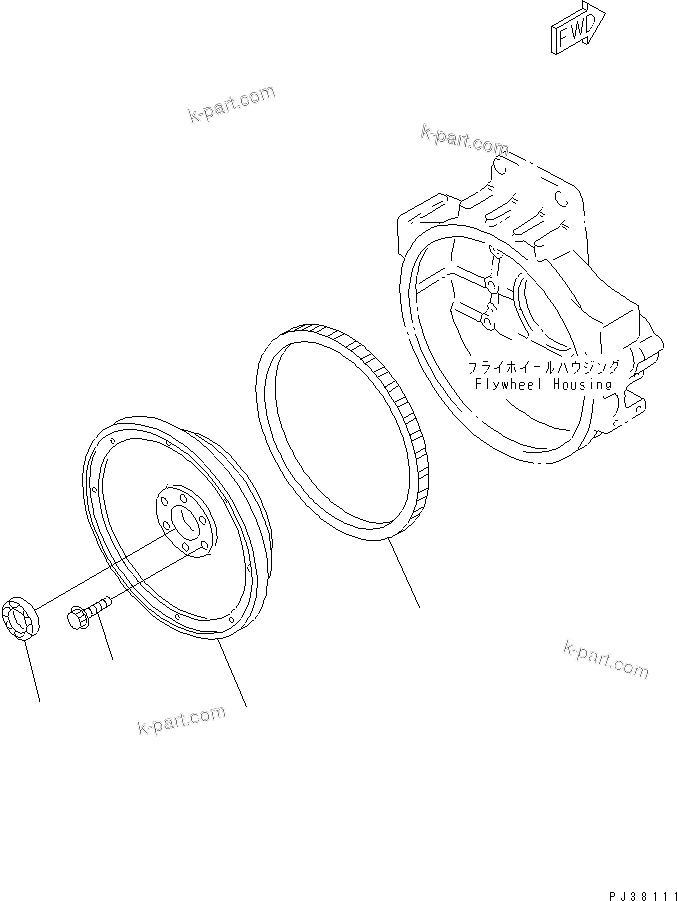 Komatsu parts book diagram for SA6D140-1FF-G S/N 10001-UP: FLYWHEEL(#17983-)