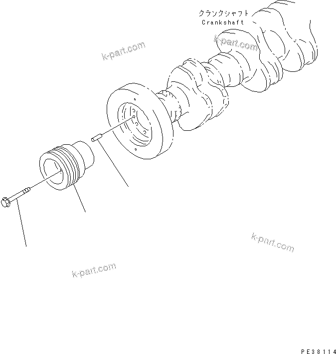 Komatsu parts book diagram for SA6D140-1FF-G S/N 10001-UP: CRANK PULLEY (WITH HARDENING PULLEY)(#17983-)