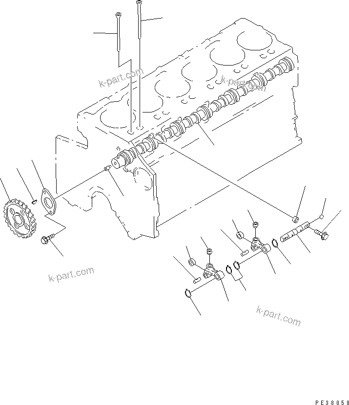 Komatsu parts book diagram for SA6D140-1FF-G S/N 10001-UP: CAMSHAFT AND CAMFOLLOWER(#19908-)