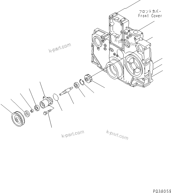 Komatsu parts book diagram for SA6D140-1FF-G S/N 10001-UP: FRONT POWER TAKE OFF(#17739-)