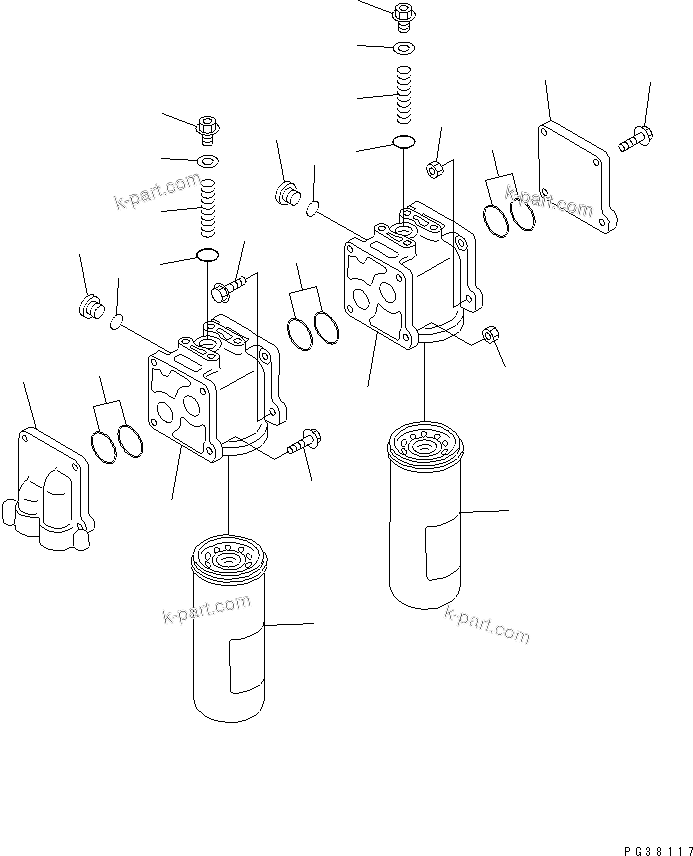 Komatsu parts book diagram for SA6D140-1FF-G S/N 10001-UP: OIL FILTER(#17983-)