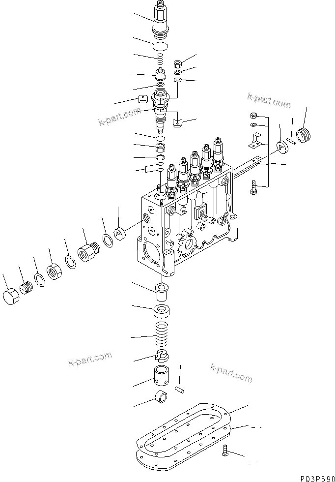 Komatsu parts book diagram for SA6D140-1FF-G S/N 10001-UP: FUEL INJECTION PUMP (PUMP) (2/2) (INNER PARTS)(#17983-)