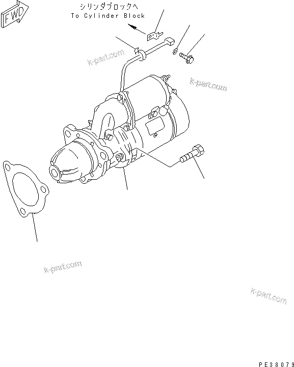 Komatsu parts book diagram for SA6D140-1FF-G S/N 10001-UP: STARTING MOTOR MOUNTING (11KW)(#17739-27989)