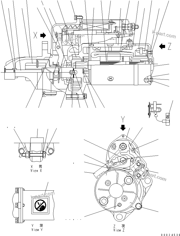 Komatsu parts book diagram for SA6D140-1FF-G S/N 10001-UP: STARTING MOTOR (11KW) (INNER PARTS)(#29744-)