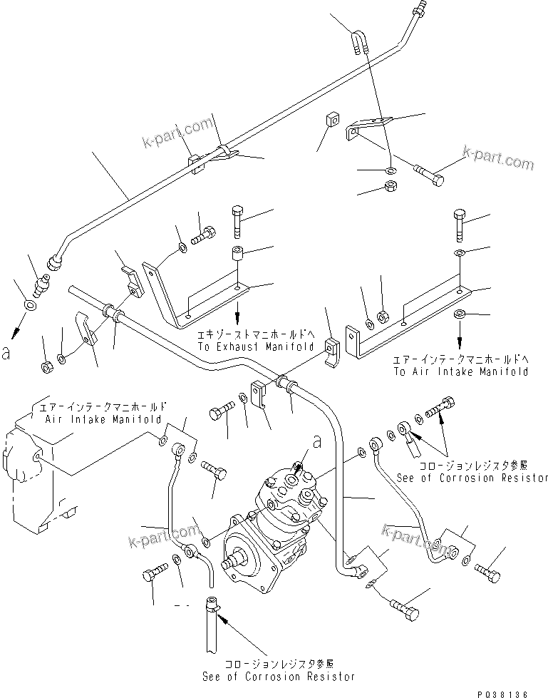 Komatsu parts book diagram for SA6D140-1FF-G S/N 10001-UP: AIR COMPRESSOR PIPING(#17983-)