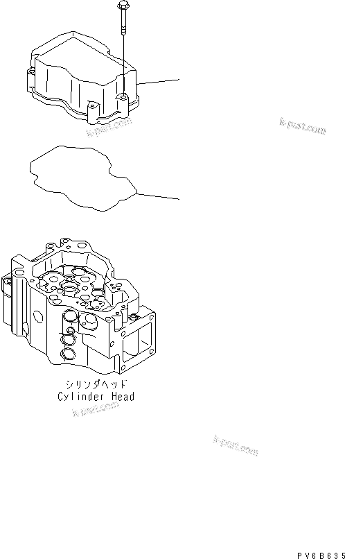 Komatsu parts book diagram for SA6D140E-3E-7 S/N 110001-UP: HEAD COVER