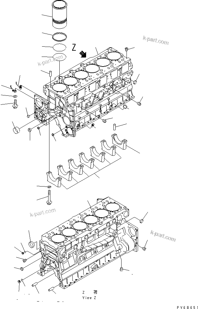 Komatsu parts book diagram for SA6D140E-3E-7 S/N 110001-UP: CYLINDER BLOCK