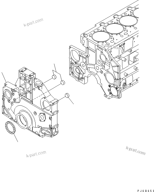 Komatsu parts book diagram for SA6D140E-3E-7 S/N 110001-UP: FRONT COVER (AIR COMPRESSOR SPEC.)