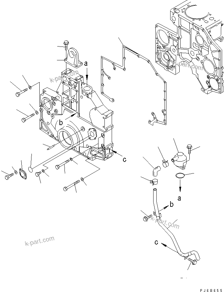 Komatsu parts book diagram for SA6D140E-3E-7 S/N 110001-UP: FRONT COVER MOUNTING AND BREATHER
