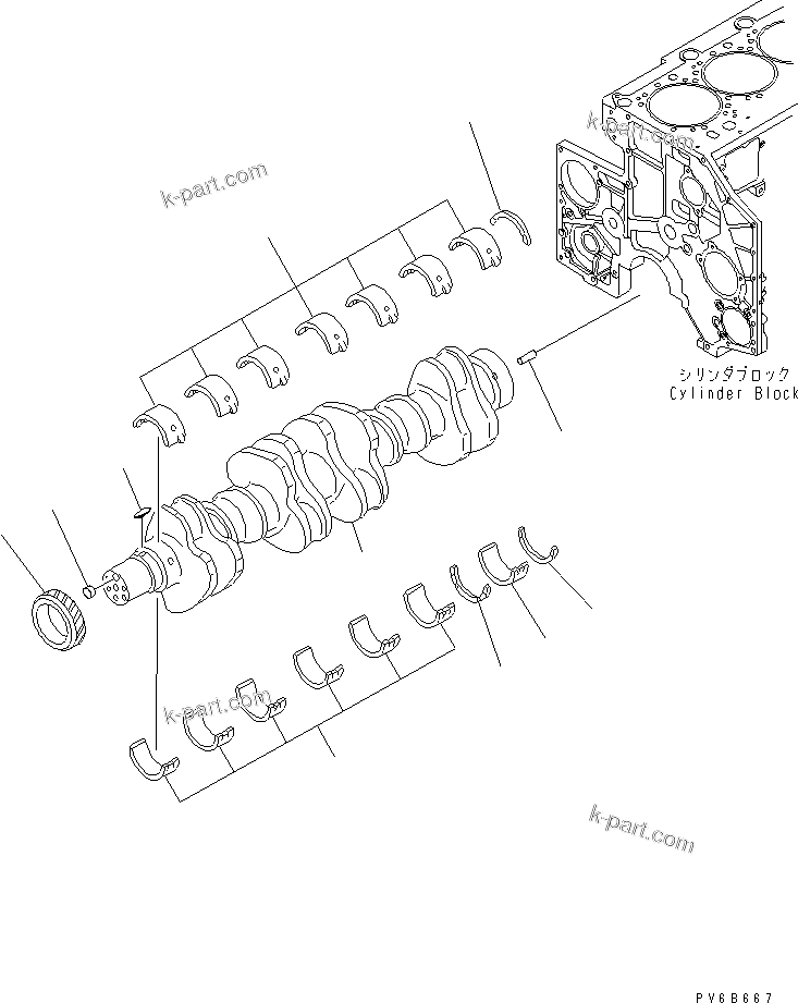 Komatsu parts book diagram for SA6D140E-3E-7 S/N 110001-UP: CRANKSHAFT