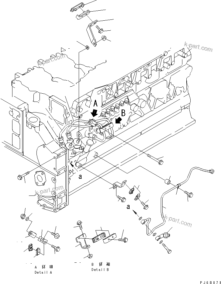 Komatsu parts book diagram for SA6D140E-3E-7 S/N 110001-UP: FUEL PUMP SUPPLY AND RETURN PIPING