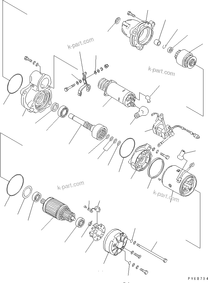 Komatsu parts book diagram for SA6D140E-3E-7 S/N 110001-UP: STARTING MOTOR (11KW) (INNER PARTS)(#110001-111453)