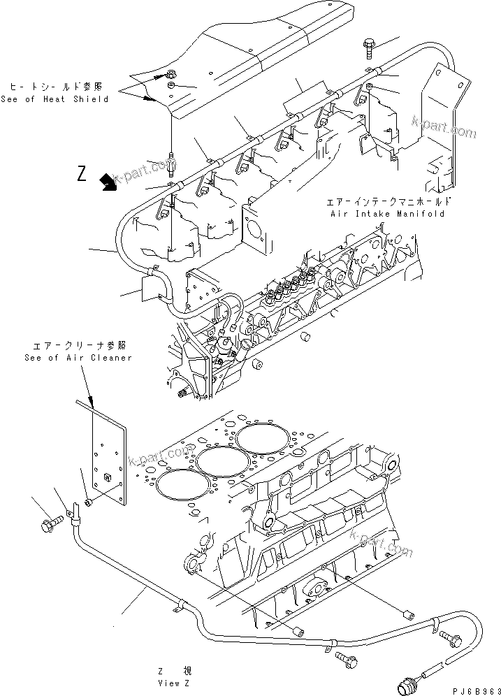 Komatsu parts book diagram for SA6D140E-3E-7 S/N 110001-UP: WIRING (2/3) FUEL INJECTOR