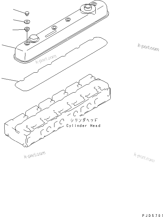Komatsu parts book diagram for SA6D108E-2A-H7 S/N 19030-UP: CYLINDER HEAD COVER(#29476-)