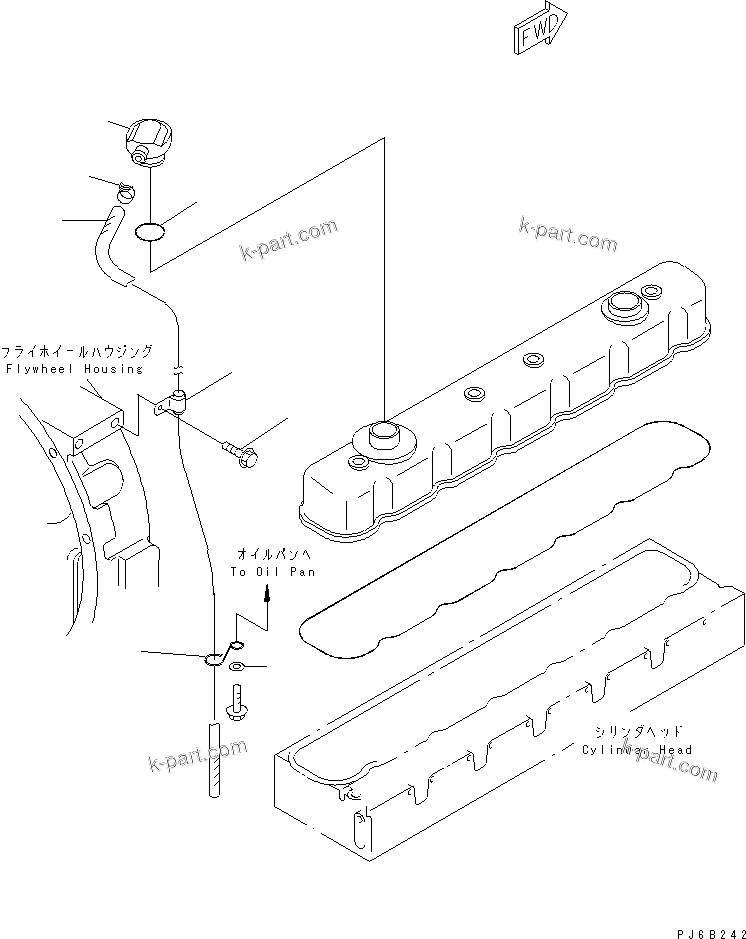 Komatsu parts book diagram for SA6D108E-2A-H7 S/N 19030-UP: BREATHER(#29532-)