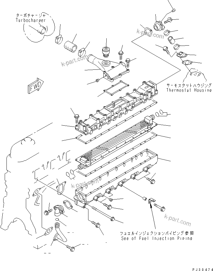 Komatsu parts book diagram for SA6D108E-2A-H7 S/N 19030-UP: AIR INTAKE MANIFOLD (FOR ELECTRICAL GOVERNOR)(#25950-)