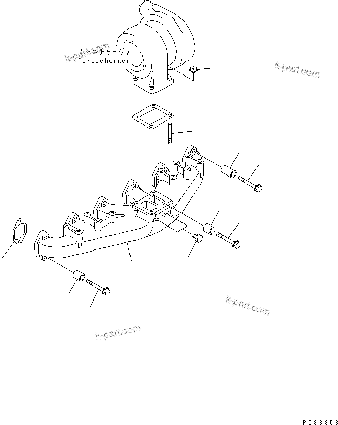 Komatsu parts book diagram for SA6D108E-2A-H7 S/N 19030-UP: EXHAUST MANIFOLD(#21562-)