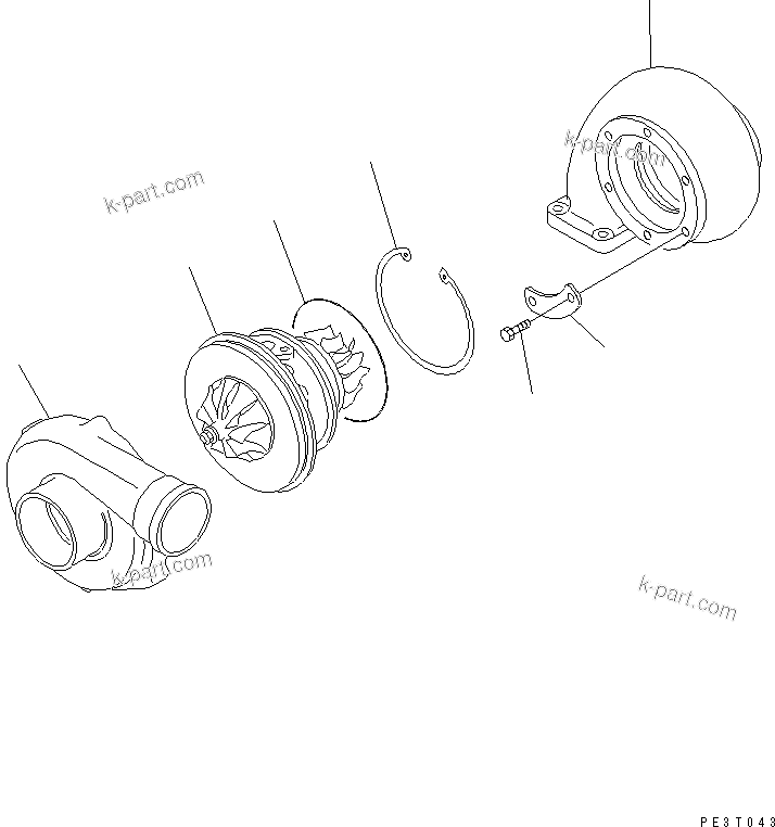 Komatsu parts book diagram for SA6D108E-2A-H7 S/N 19030-UP: TURBOCHARGER (INNER PARTS)(#21722-25949)