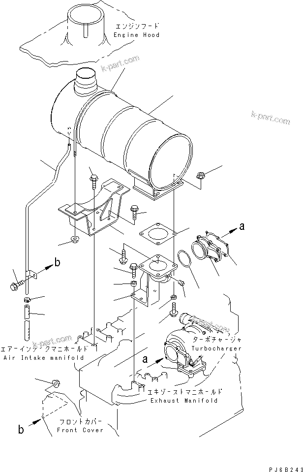 Komatsu parts book diagram for SA6D108E-2A-H7 S/N 19030-UP: MUFFLER(#32610-)