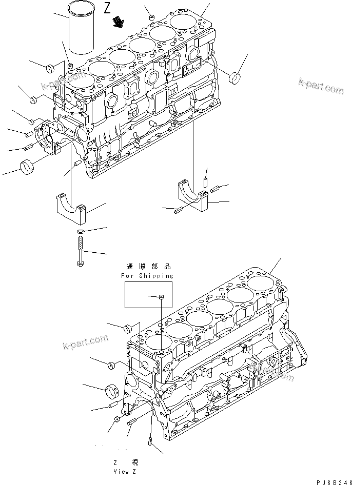 Komatsu parts book diagram for SA6D108E-2A-H7 S/N 19030-UP: CYLINDER BLOCK(#29485-)
