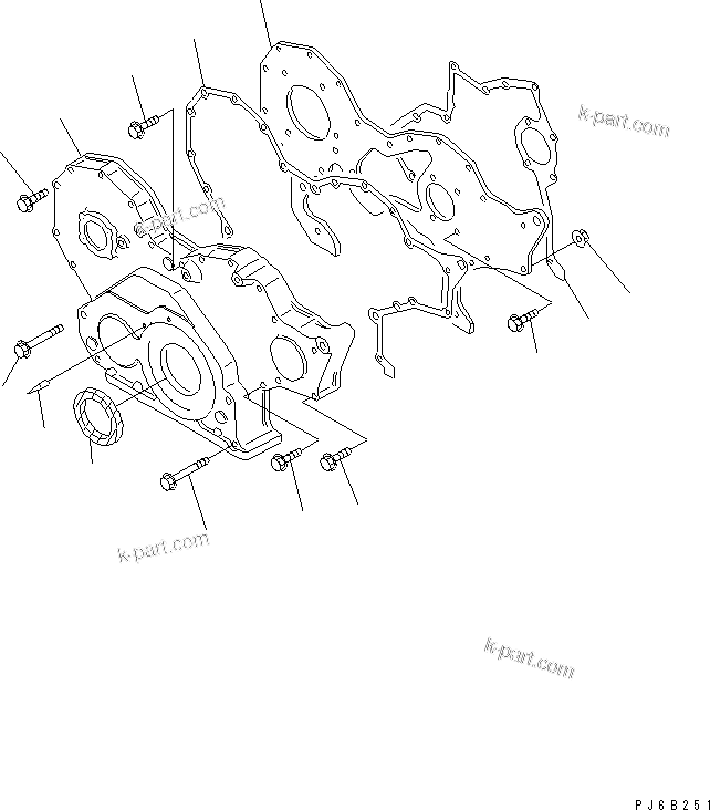 Komatsu parts book diagram for SA6D108E-2A-H7 S/N 19030-UP: FRONT COVER(#29476-)