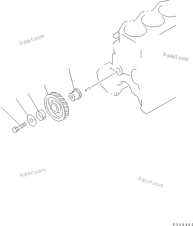 Komatsu parts book diagram for SA6D108E-2A-H7 S/N 19030-UP: IDLER GEAR