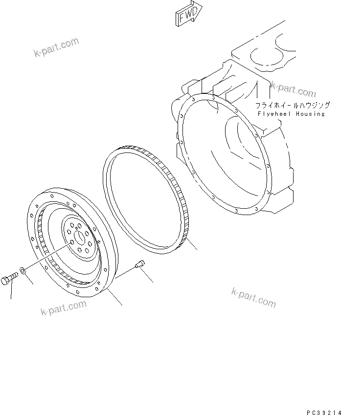 Komatsu parts book diagram for SA6D108E-2A-H7 S/N 19030-UP: FLYWHEEL(#21560-)