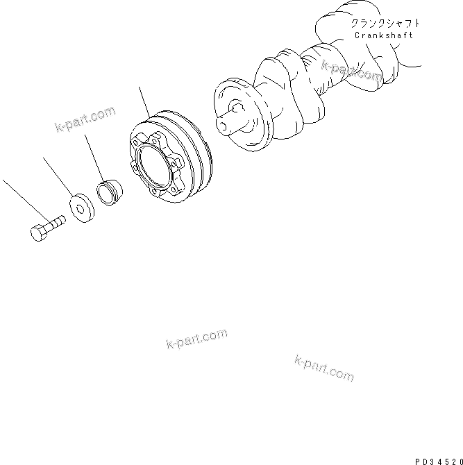 Komatsu parts book diagram for SA6D108E-2A-H7 S/N 19030-UP: CRANK PULLEY (NON HARDENING PULLEY)(#21560-35927)