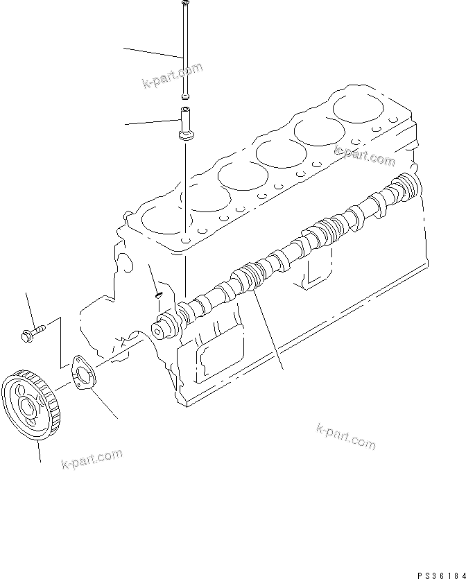Komatsu parts book diagram for SA6D108E-2A-H7 S/N 19030-UP: CAMSHAFT AND TAPPET