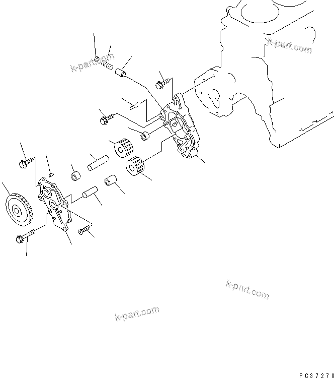 Komatsu parts book diagram for SA6D108E-2A-H7 S/N 19030-UP: OIL PUMP(#21560-)