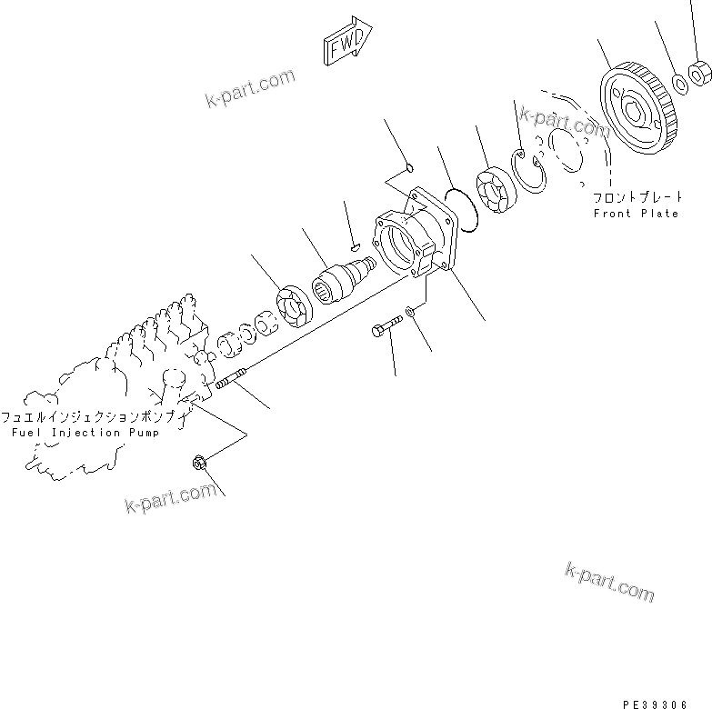 Komatsu parts book diagram for SA6D108E-2A-H7 S/N 19030-UP: FUEL INJECTION PUMP DRIVE (FOR ELECTRICAL GOVERNOR)(#21562-)