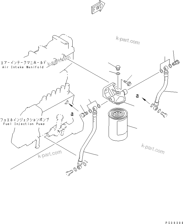 Komatsu parts book diagram for SA6D108E-2A-H7 S/N 19030-UP: FUEL FILTER(#21722-24585)