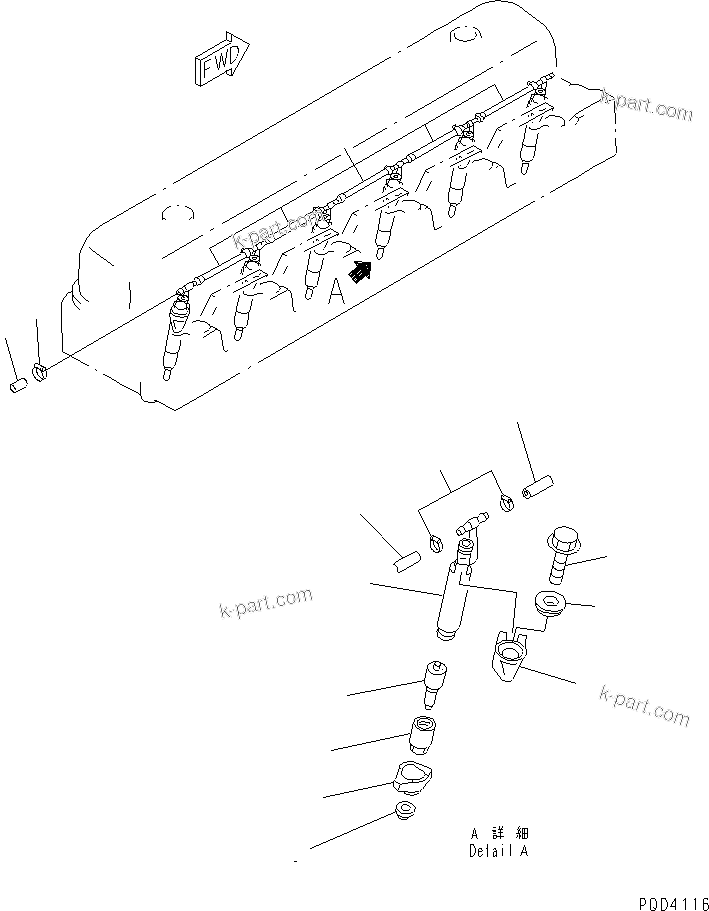 Komatsu parts book diagram for SA6D108E-2A-H7 S/N 19030-UP: INJECTION NOZZLE (FOR ELECTRICAL GOVERNOR)(#21562-)