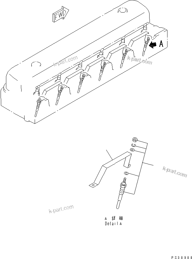 Komatsu parts book diagram for SA6D108E-2A-H7 S/N 19030-UP: GLOW PLUG(#21560-)