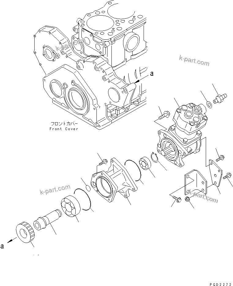 Komatsu parts book diagram for SA6D108E-2A-H7 S/N 19030-UP: AIR COMPRESSOR MOUNTING(#32423-)