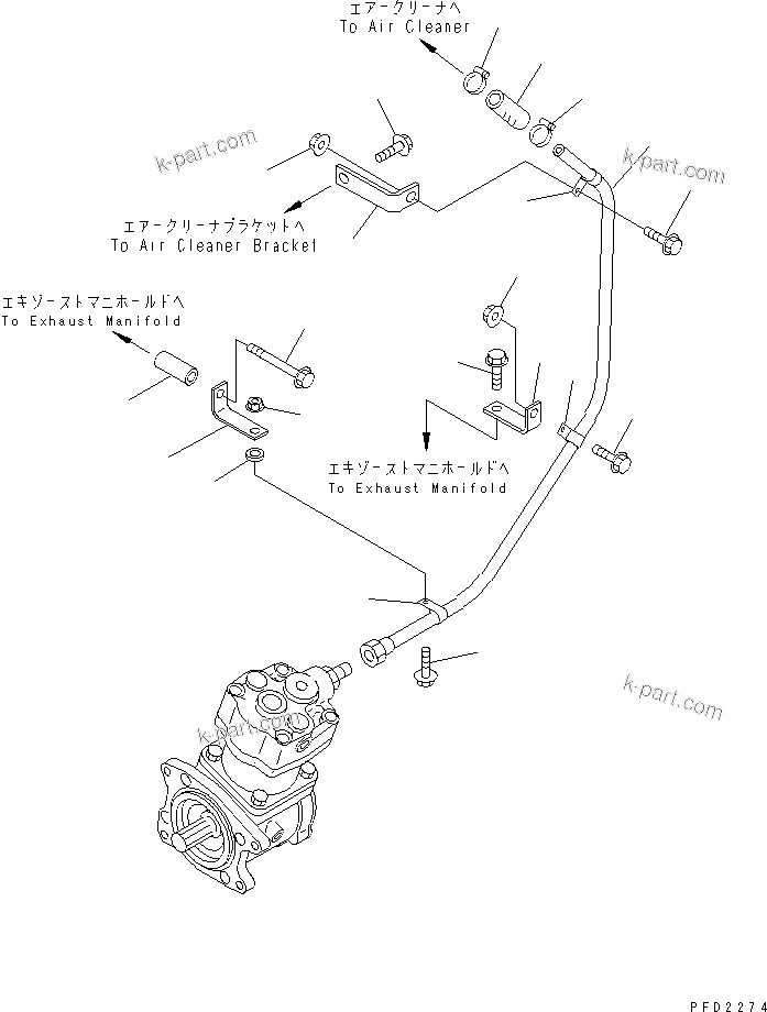 Komatsu parts book diagram for SA6D108E-2A-H7 S/N 19030-UP: AIR COMPRESSOR PIPING (AIR)(#32423-)