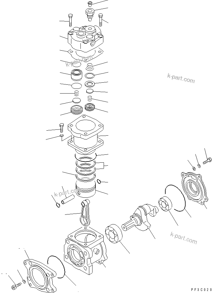 Komatsu parts book diagram for SA6D108E-2A-H7 S/N 19030-UP: AIR COMPRESSOR (INNER PARTS)(#32423-)