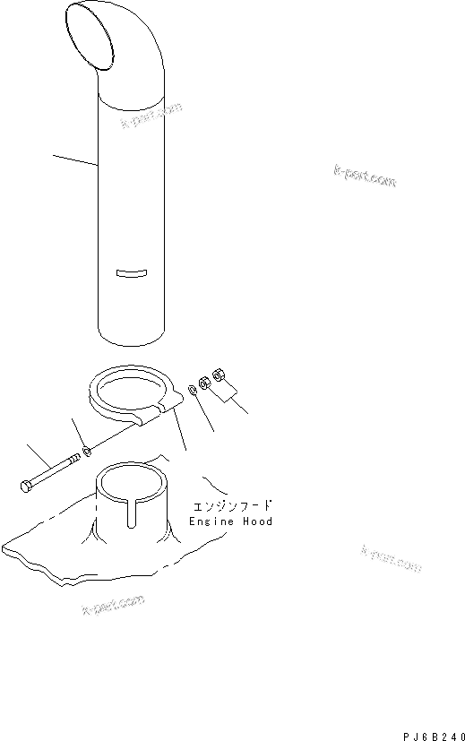 Komatsu parts book diagram for SA6D108E-2A-H7 S/N 19030-UP: EXHAUST PIPE(#32610-)