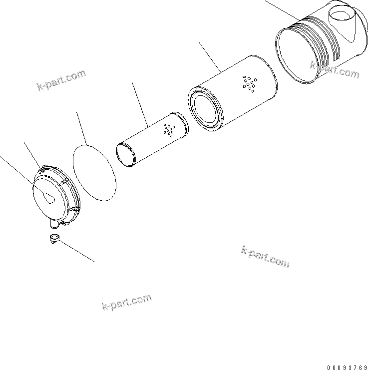 Komatsu parts book diagram for SA6D140E-3L-7 S/N 110001-UP: AIR CLEANER (INNER PARTS)