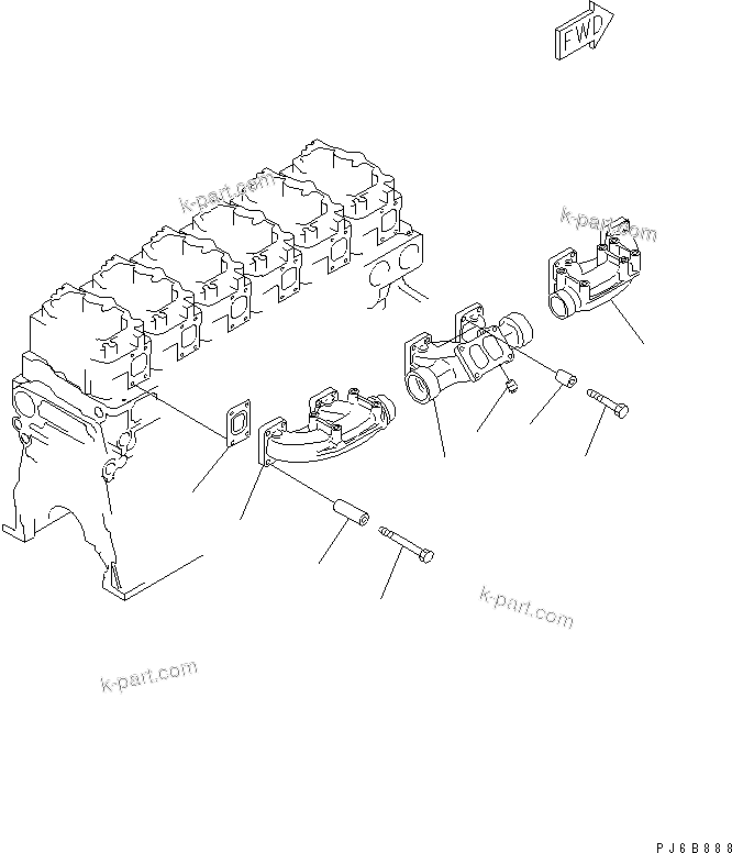 Komatsu parts book diagram for SA6D140E-3L-7 S/N 110001-UP: EXHAUST MANIFOLD